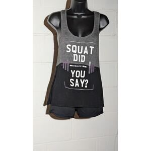 Electric Pink Squat Did You Say? Sleeveless Workout Racerback Tank Top Medium
